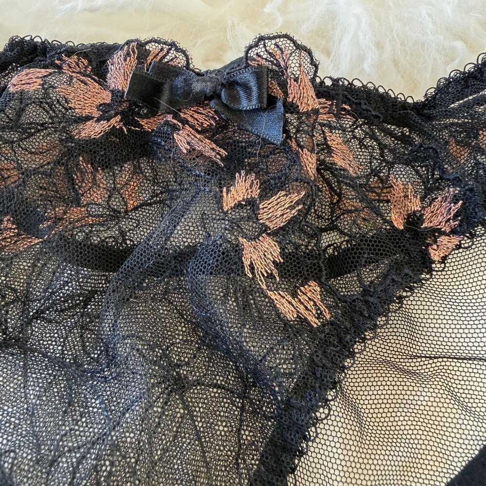 Agent Provocateur Laleh Black & Bronze Net Floral Lace Brief 4/8-10 View 3
